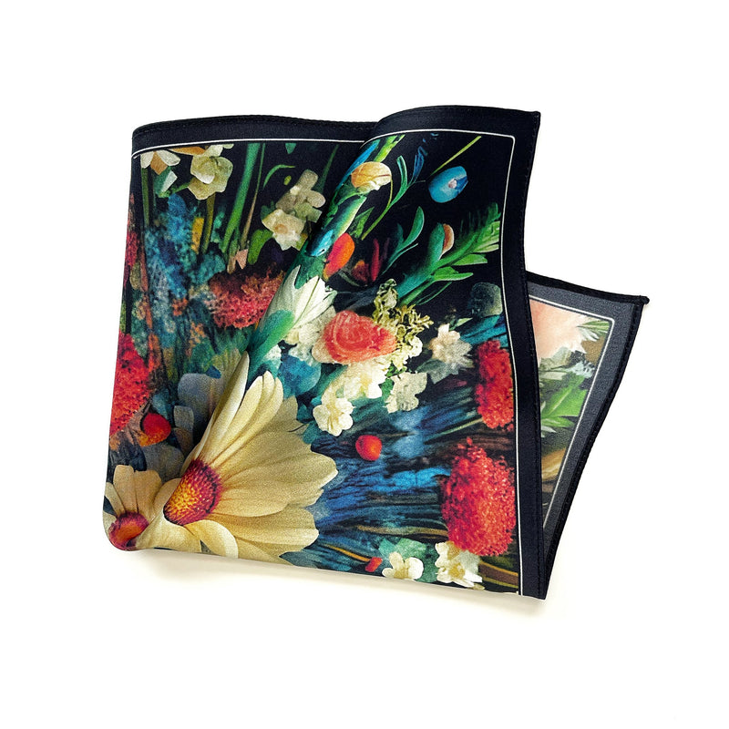 Joy Vibrant Floral Silk Satin Pocket Square - Marie Livet