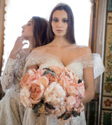 Large Eva English Cottage Rose Gold Leaf Luxury Wedding Bridal Bouquet - Marie Livet