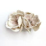 Layla Silk Velvet Pink Champagne Pearl and Crystal Floral Comb - Marie Livet