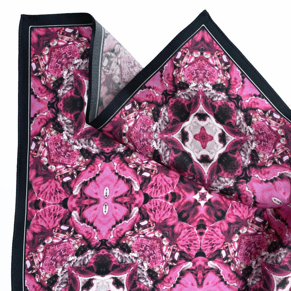 Magenta Pink and Black Gaze Silk Pocket Square - Marie Livet