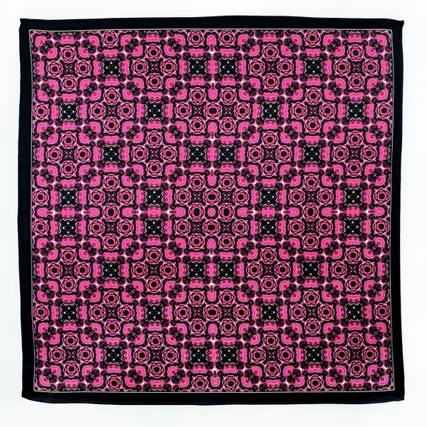 Magenta Pink and Black Silk Pocket Square - Marie Livet