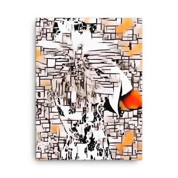 Modern Geometric Woman Abstract Wall Art Canvas, Orange Black Canvas Wall Art, Abstract Art Gift, Eyes Without a Face Canvas Ready to Hang - Marie Livet