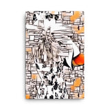 Modern Geometric Woman Abstract Wall Art Canvas, Orange Black Canvas Wall Art, Abstract Art Gift, Eyes Without a Face Canvas Ready to Hang - Marie Livet
