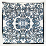 Morphed Steel Blue and White Floral Silk Pocket Square - Marie Livet