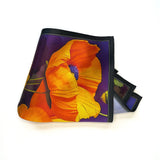 Orange Poppy Flower Silk Satin Pocket Square - Marie Livet
