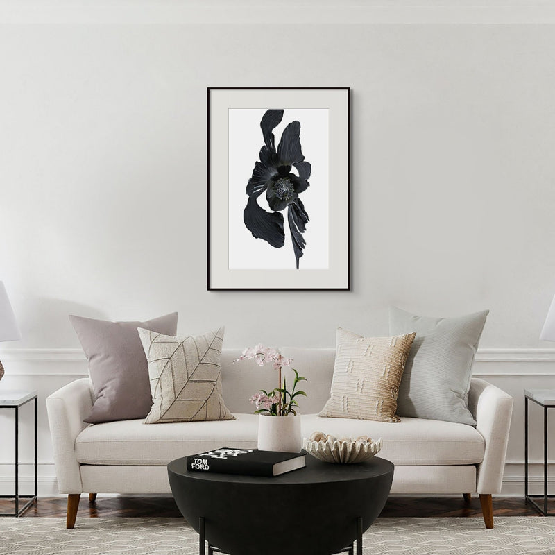 Original Digital Studio Art - Black Flower - Giclée Print - Marie Livet