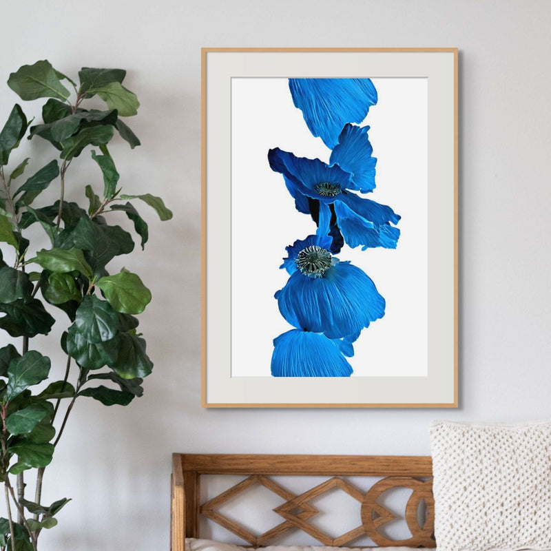 Original Digital Studio Art - Blue Floral Rising - Giclée Print - Marie Livet