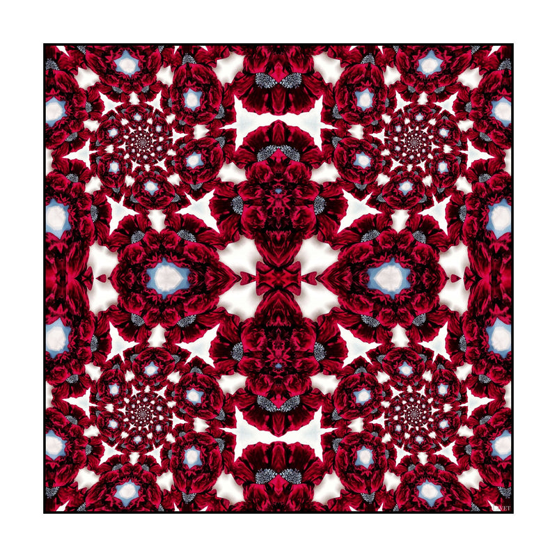 Passion Red Vortex Floral Silk Pocket Square - Marie Livet
