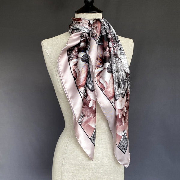 Pink and Silver Orchid Silk Scarf - Marie Livet