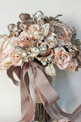 Pink Grace Couture Sterling Silver and Champagne Gemstone Bridal Bouquet - Marie Livet