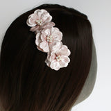 Pink Silk Velvet Isla Triple Flower Bridal Hair Comb - Marie Livet