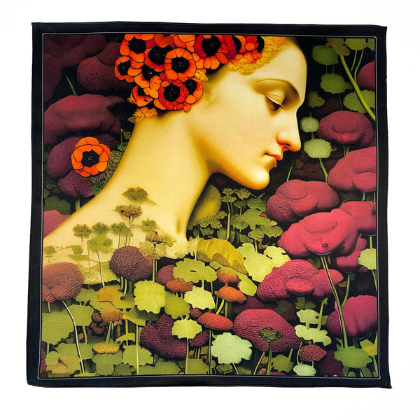 Plentiful Art Deco Floral Silk Satin Pocket Square - Marie Livet