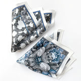 Set of 2 Light Blue and White Floral Silk Satin Pocket Square