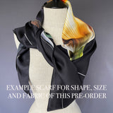 Pre-Order | Blushing Pink Peony Gold Black Floral Silk Twill Scarf - Marie Livet