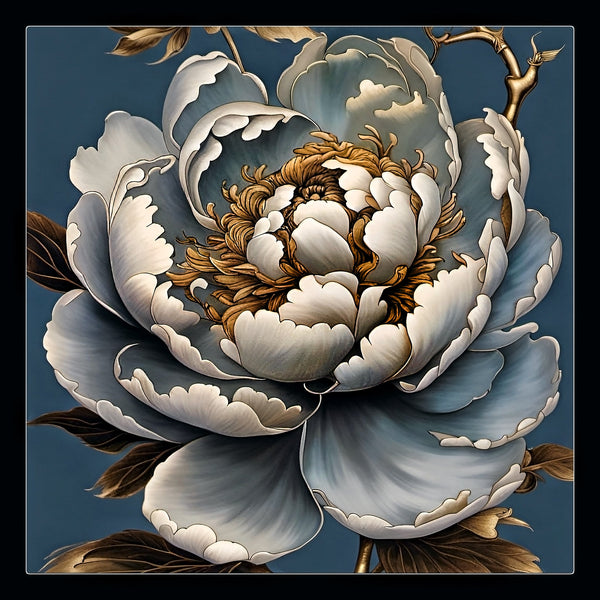 Pre-Order | Serene Blue Peony Floral Silk Twill Scarf - Marie Livet