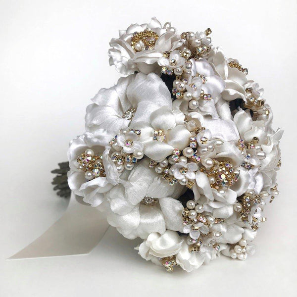 Sample Sale Bridal White and Gold Bridal Bouquet - Marie Livet
