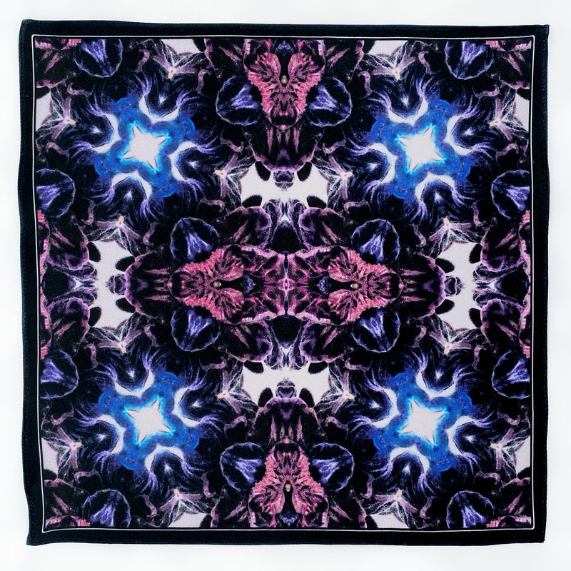 Set of 2 Blue and Purple Elements Silk Satin Pocket Squares - Marie Livet
