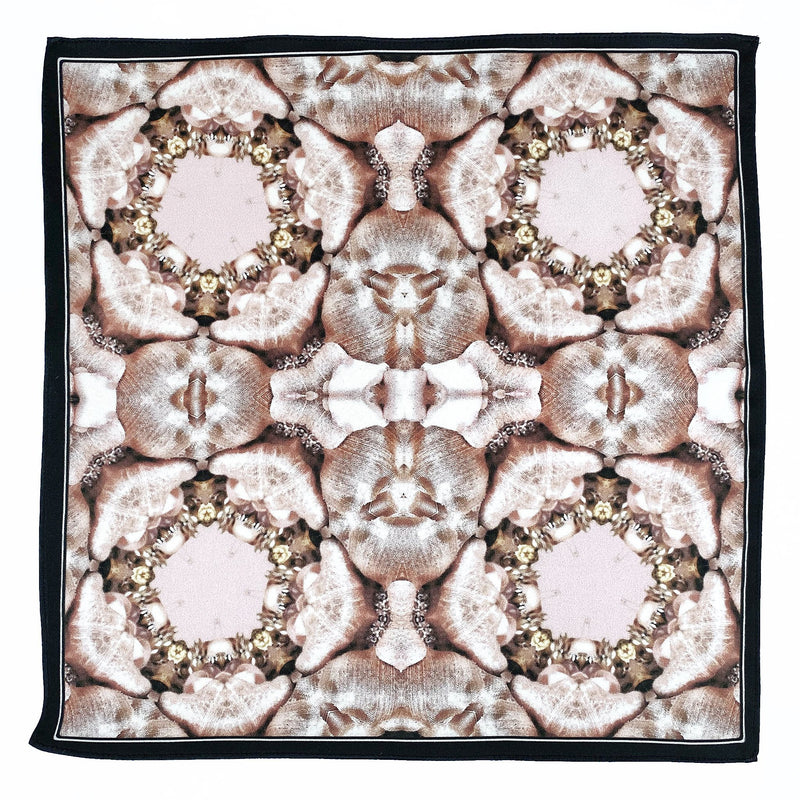 Set of 2 Pink and Gold Silk Satin Pocket Squares - Marie Livet