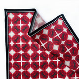 Set of 2 Red Ivory and Black Floral Silk Satin Pocket Squares - Marie Livet