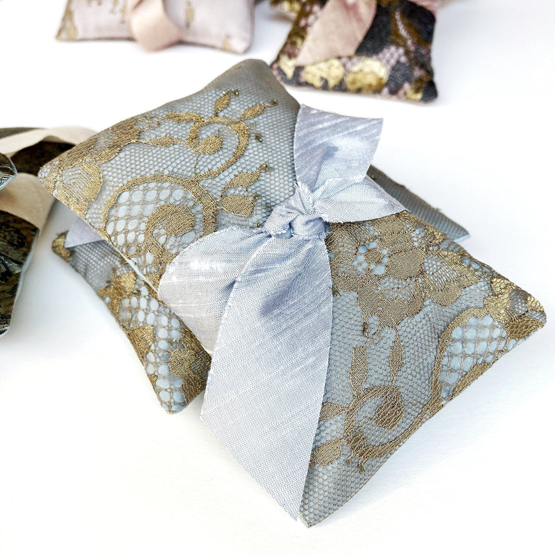 Set of Two Aromatherapy Silk and Lace Lavender Sachets - Marie Livet