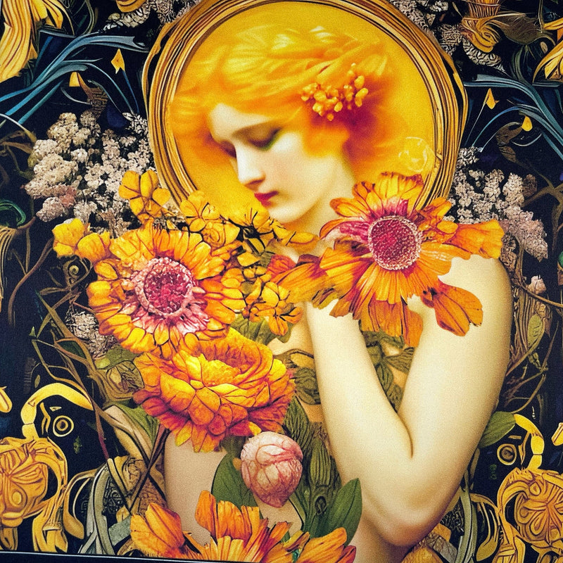 Sol Art Deco Floral Silk Satin Pocket Square - Marie Livet
