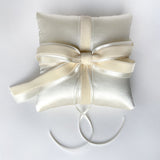 Tasha Ivory Silk Satin Layered Velvet Bow Ring Bearer Pillow - Marie Livet