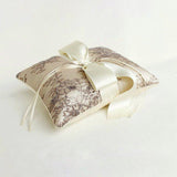 Taupe French Lace Ivory Silk Satin Ring Bearer Pillow - Marie Livet