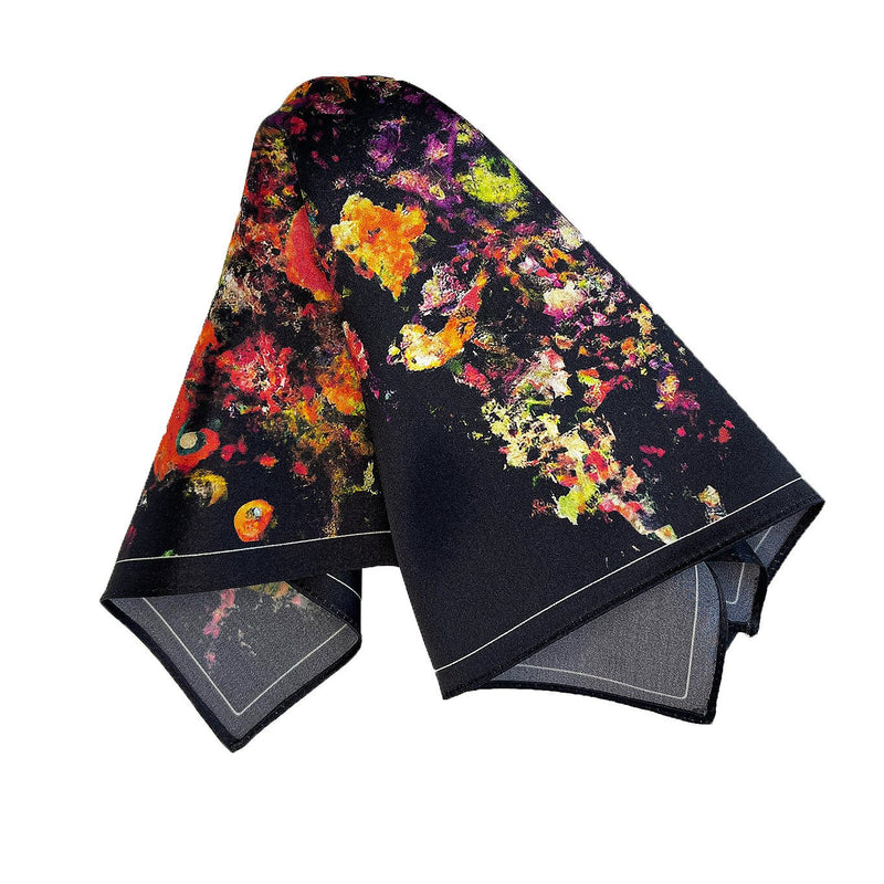 Triumphant Bright Colorful Floral Silk Satin Pocket Square - Marie Livet