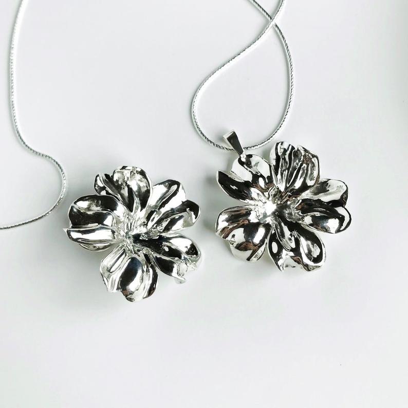 Visionary Bloom Sculpted Sterling Silver Flower Necklace - Marie Livet